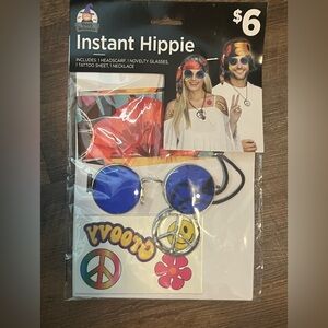 NWT Instant Hippie Costume Kit with Blue Glasses